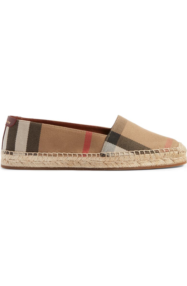 Burberry Check Print Espadrille Flat, Alternate, color,