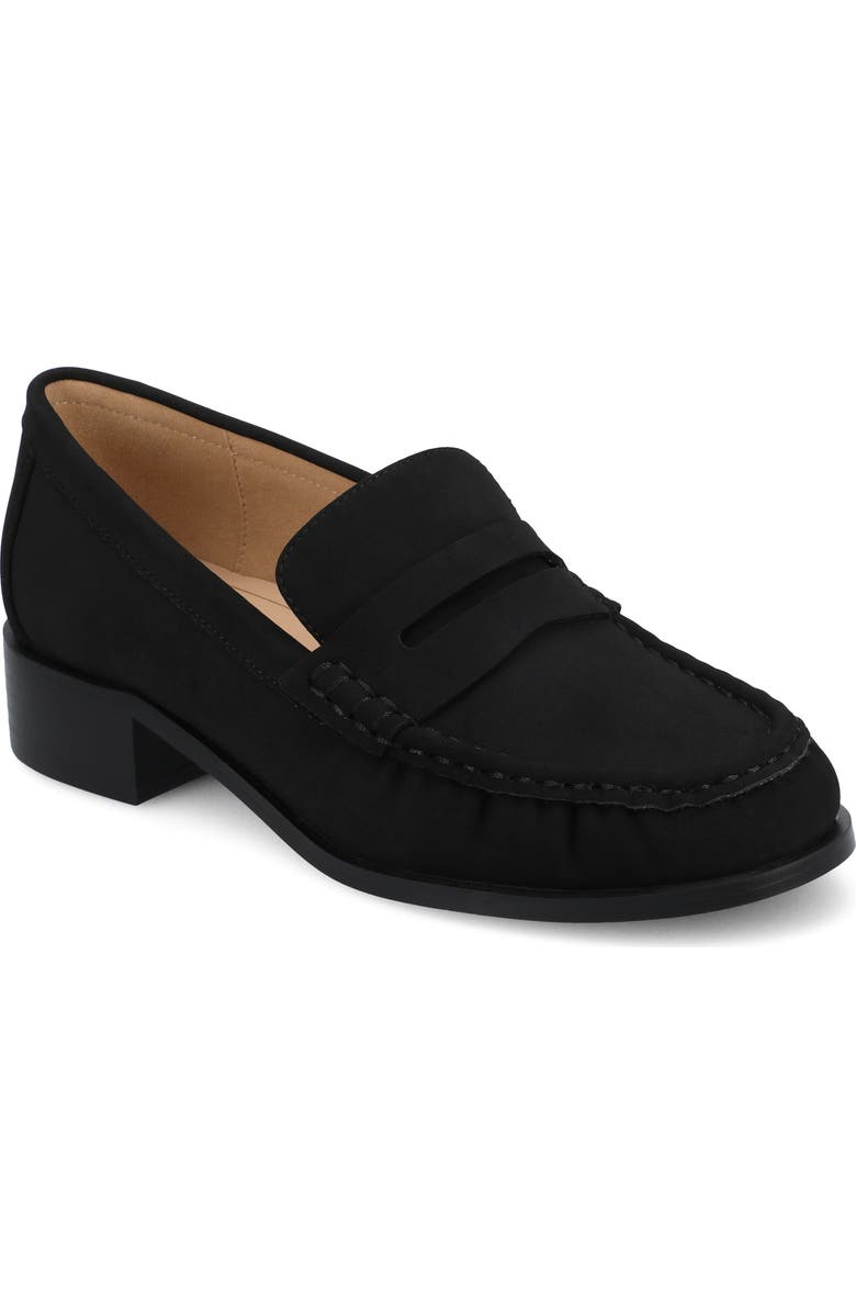 Journee Collection Danna Ruched Loafer, Main, color, Black