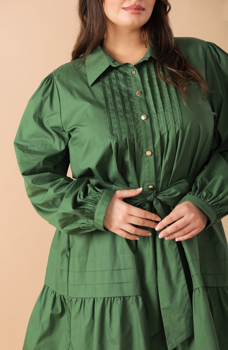 FLYING TOMATO Long Sleeve Shirtdress, Alternate, color, Green