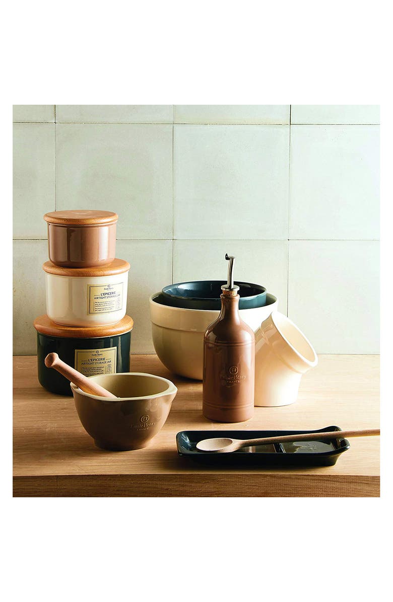 Emile Henry Made In France Mortar and Pestle, Alternate, color, Burgundy