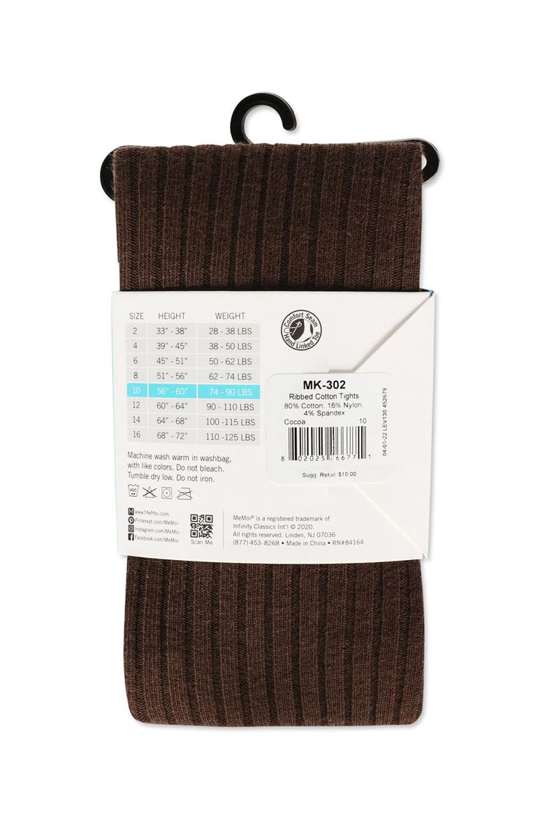Kid's Ribbed Cotton Sweater Tights, Alternate, color, Cocoa