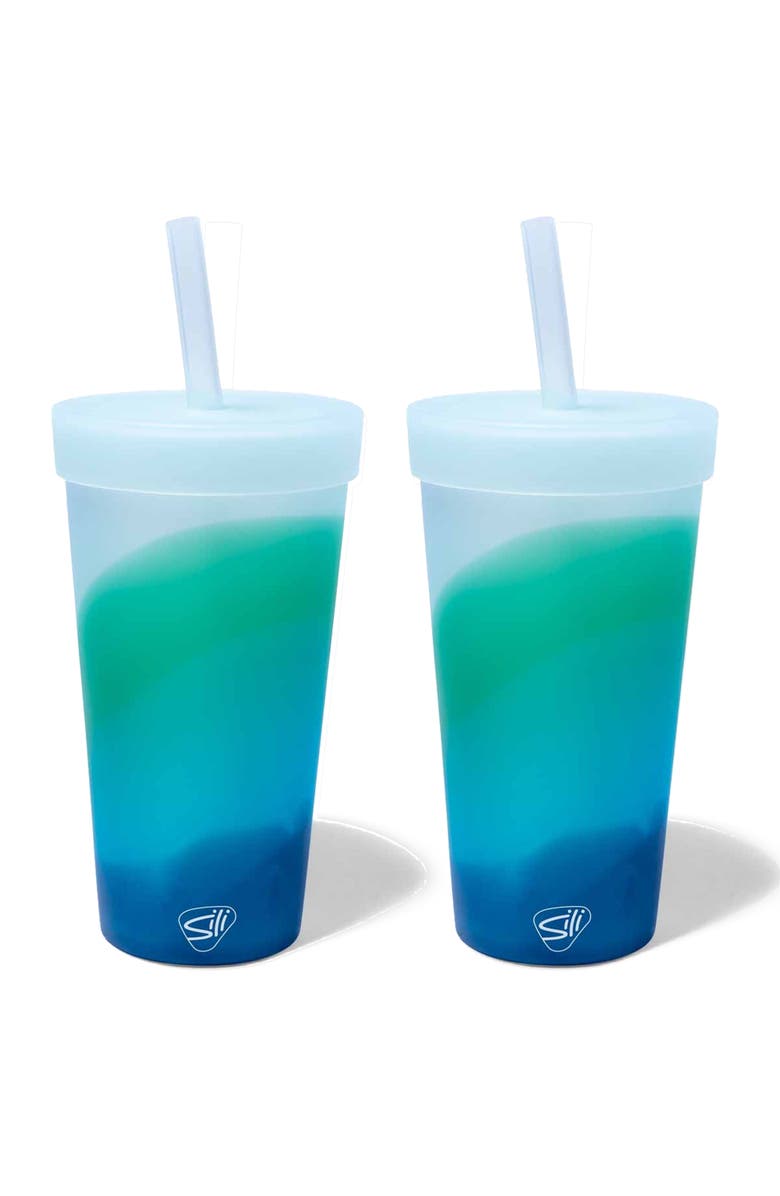 Silipint Silicone 22oz Straw Tumblers, 2 Pack, Main, color, Multicolored