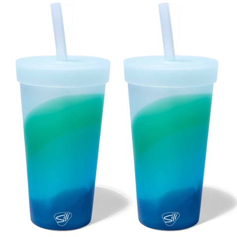 Silicone 22oz Straw Tumblers, 2 Pack