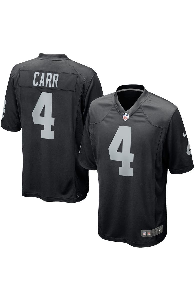 Nike Men's Las Vegas Raiders Derek Carr Nike Black Game Player Jersey, Main, color, 