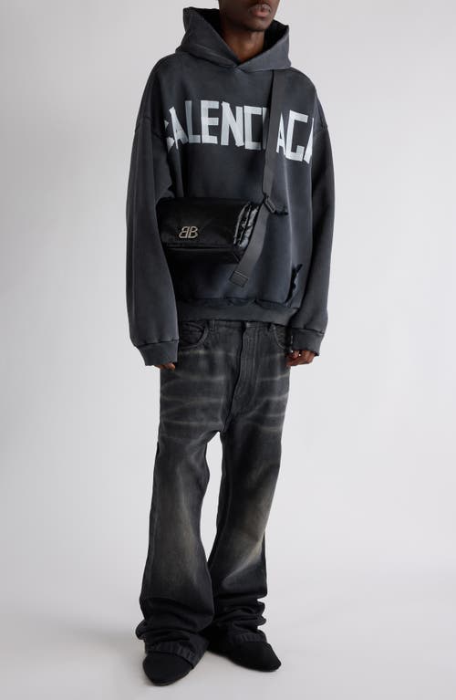 BALENCIAGA BALENCIAGA TAPE TYPE RIPPED POCKET LARGE FIT FLEECE HOODIE 