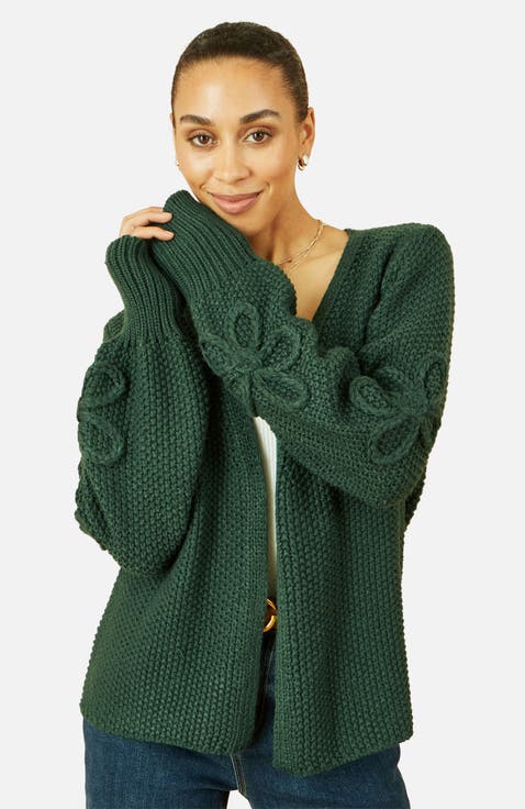 Flower Detail Long Sleeve Cardigan