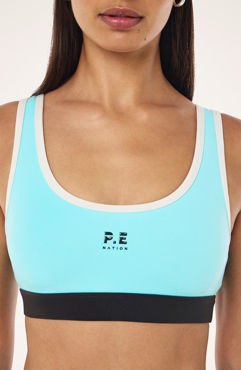 P.E Nation Pursuit Sports Bra, Alternate, color, Aqua
