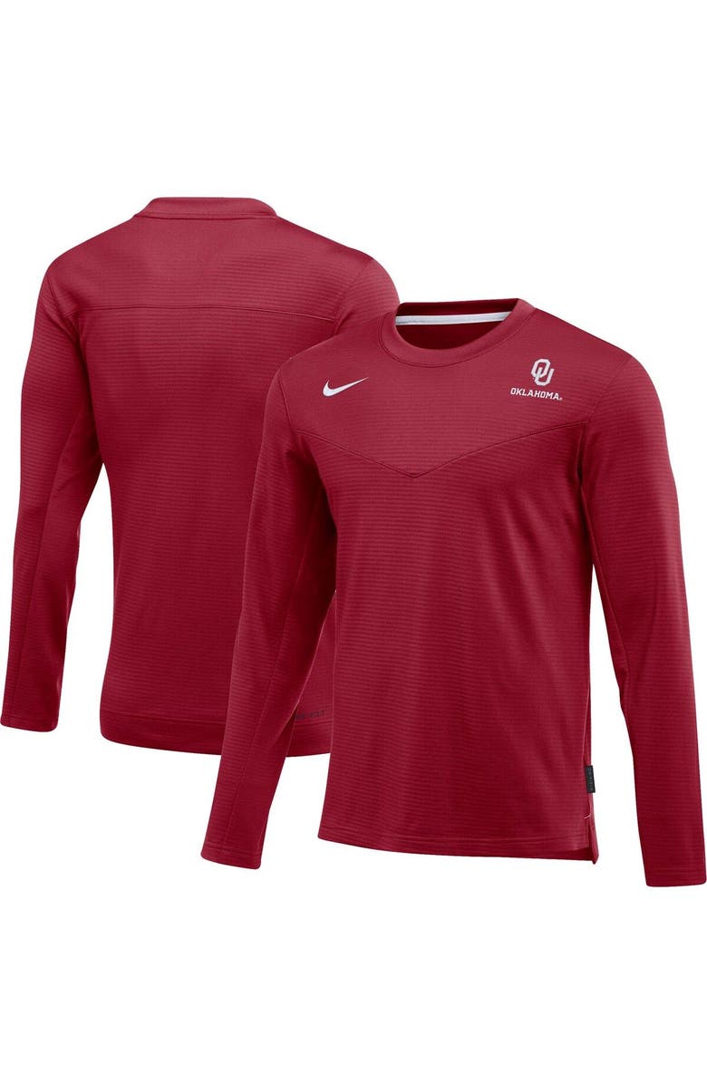 Nike Men's Nike Crimson Oklahoma Sooners 2022 Game Day Sideline Performance Long Sleeve T-Shirt, Main, color, Crimson
