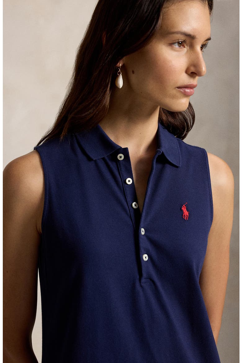 Stretch Cotton Piqué Polo Dress, Alternate, color, NEWPORT NAVY