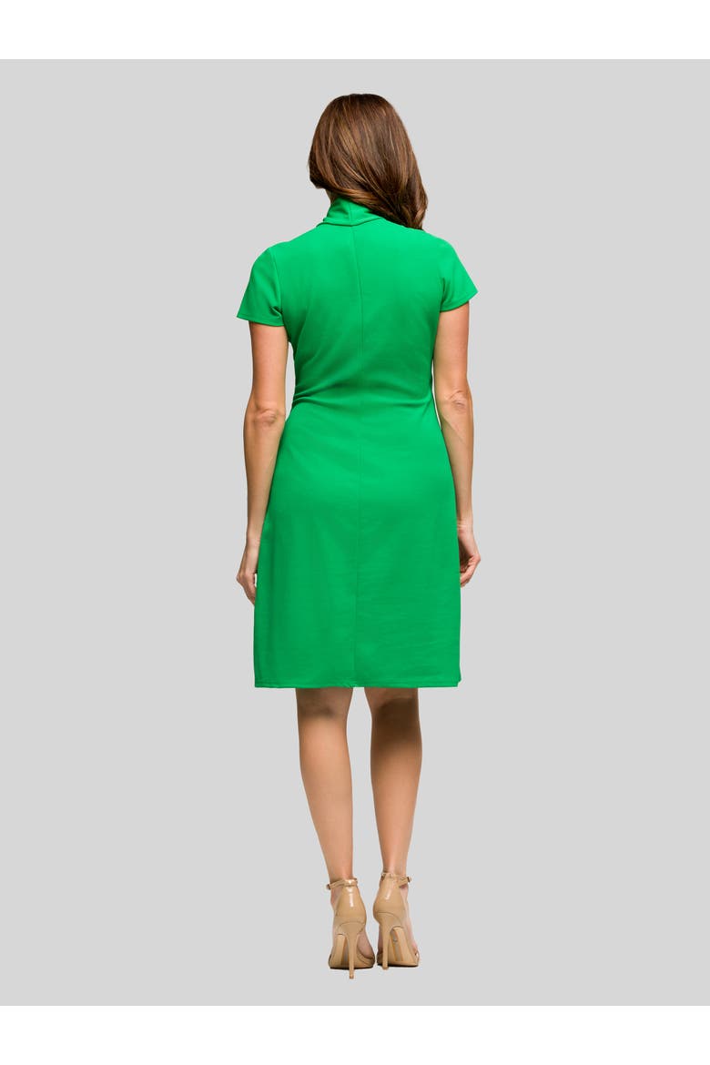 Mandarin Collar Knee Length Wrap Dress, Alternate, color, Green