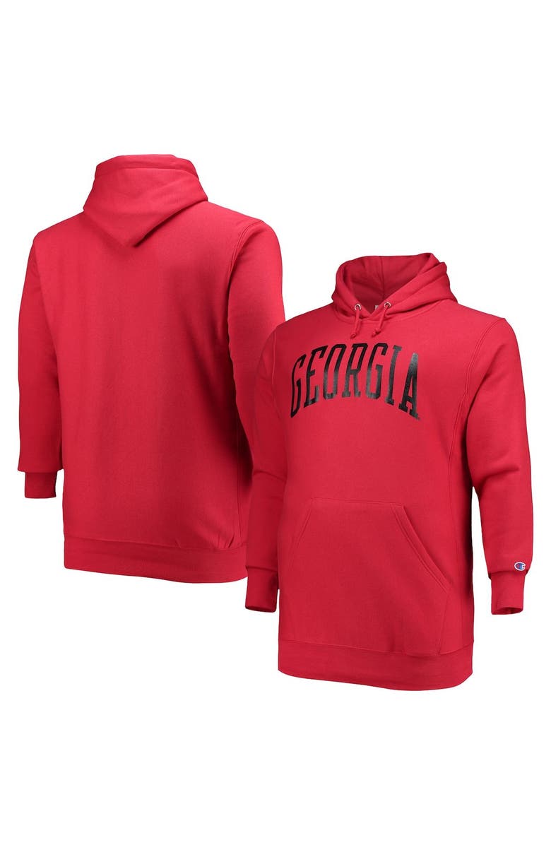 Champion Men's Champion Red Georgia Bulldogs Big & Tall Reverse Weave Fleece Pullover Hoodie Sweatshirt, Alternate, color, 
