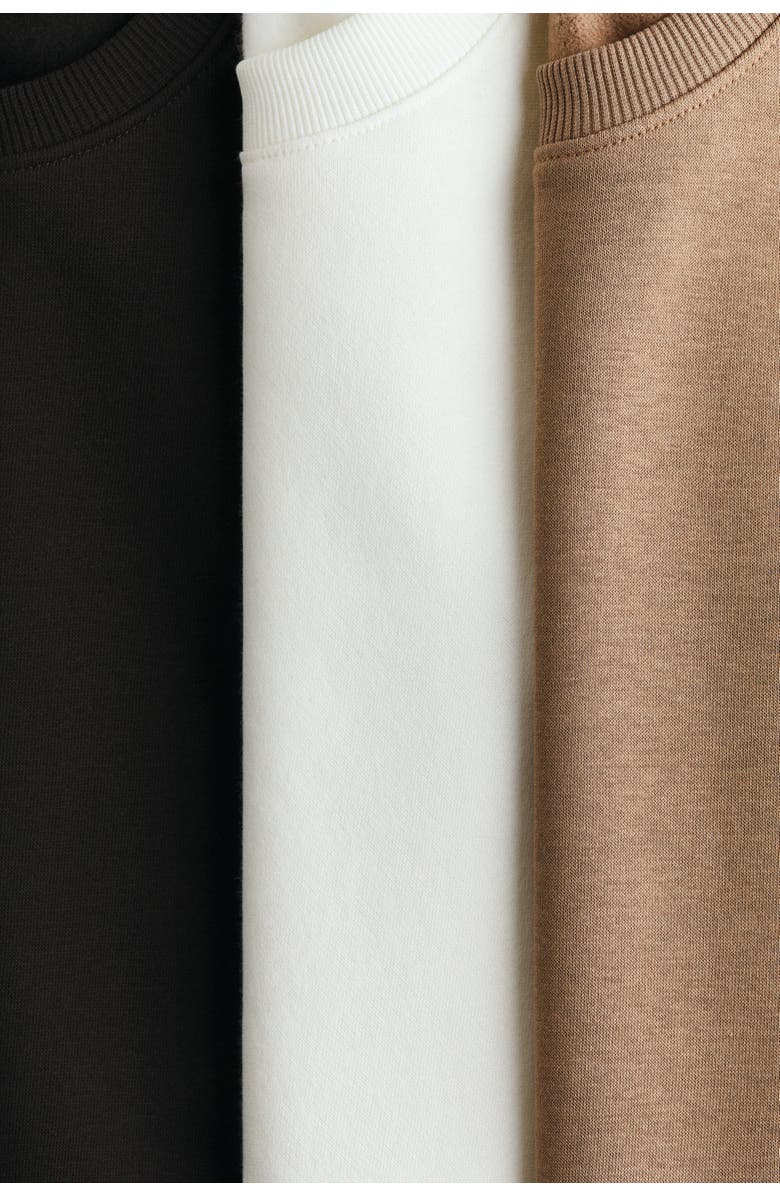 H&M 3-pack Brushed-inside Sweatshirts, Alternate, color, Brown/Cream/Black