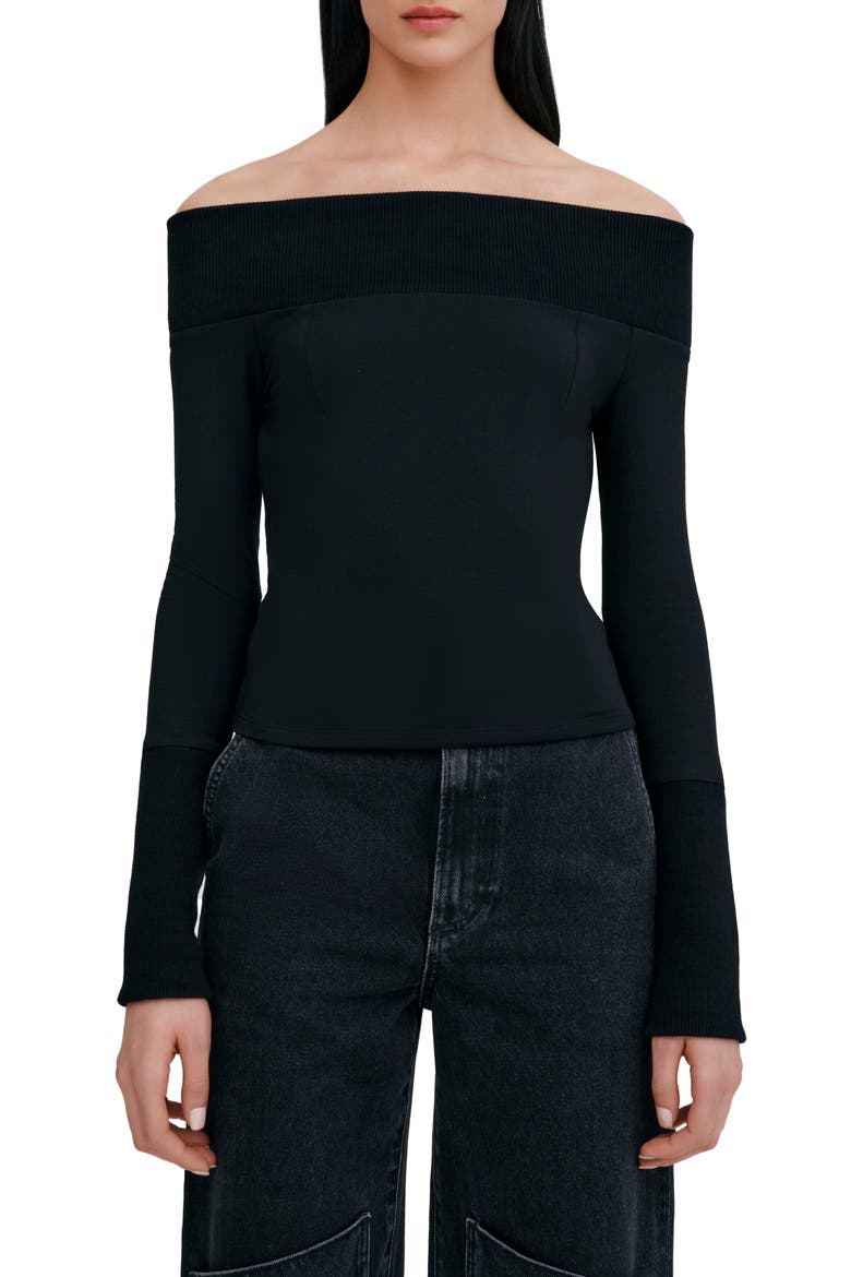 Tilly Off the Shoulder Knit Top, Main, color, BLACK