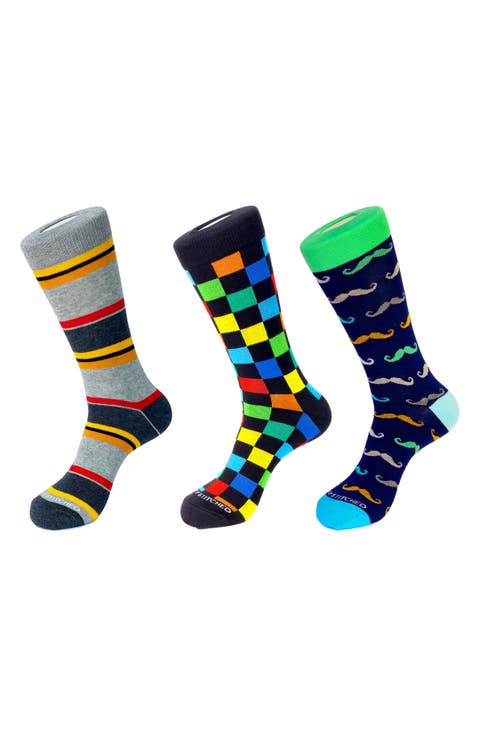 3-Pack Patterned Crew Socks