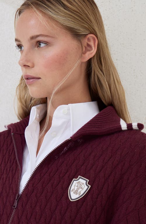 Brunello Cucinelli Women Red Cardigan With Bicolor Collar And Logo Patch On The Front In Cashmere Wo In Red