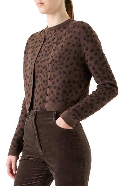 Akris Punto Abstract Dot Stretch Virgin Wool Cardigan In Brown
