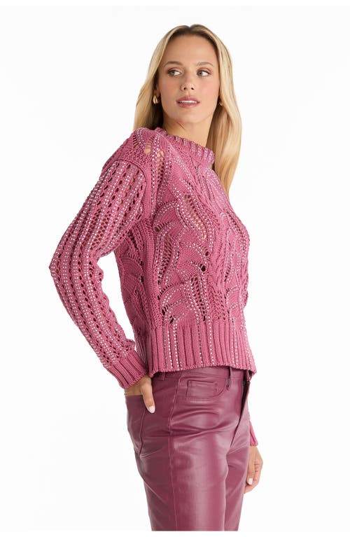The Noli Shop Elea Crystal Knit Sweater In Pink