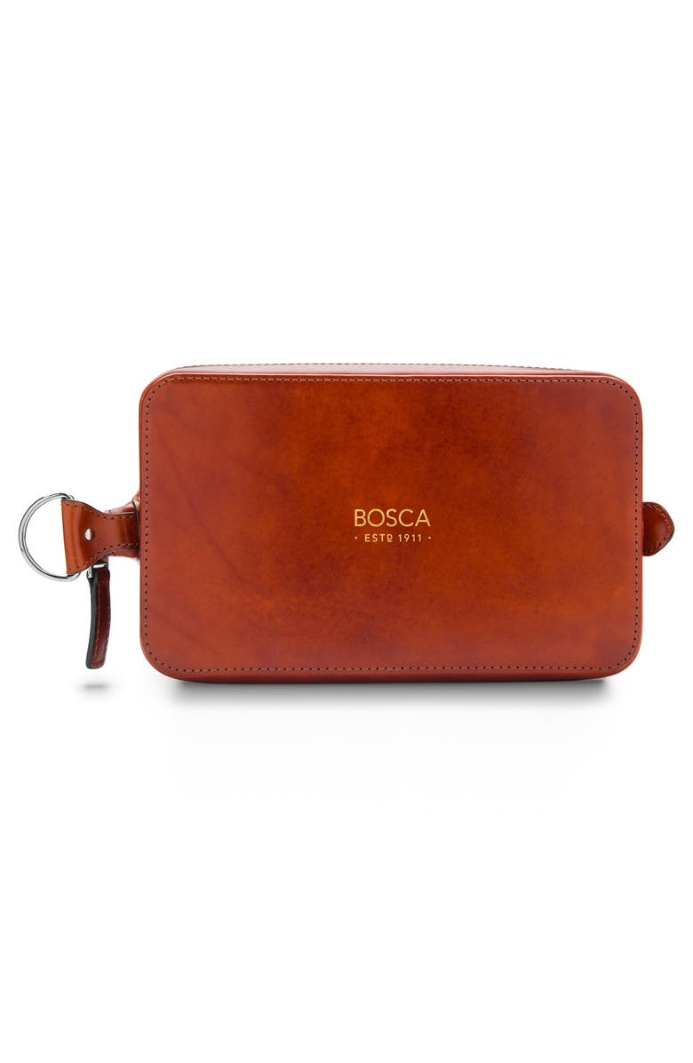 Bosca Leather Dopp Kit, Alternate, color, Amber