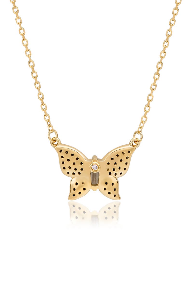 Cubic Zirconia Butterfly Pavé Pendant Necklace, Alternate, color, BLACK