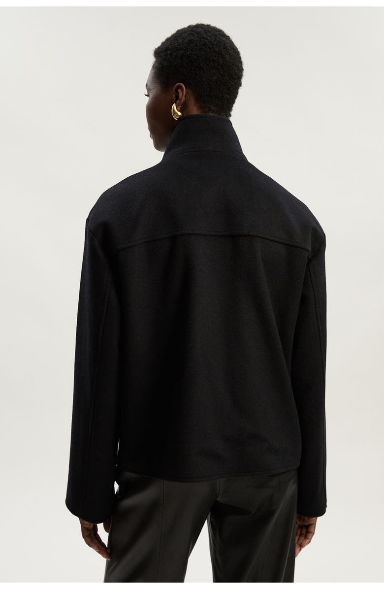 Karen Millen Brushed Wool Funnel Neck Tailored Coat, Alternate, color, Black