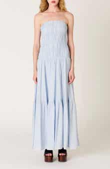 Rocio Shirred Strapless Tiered Maxi Dress