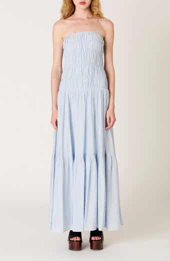 Rocio Shirred Strapless Tiered Maxi Dress