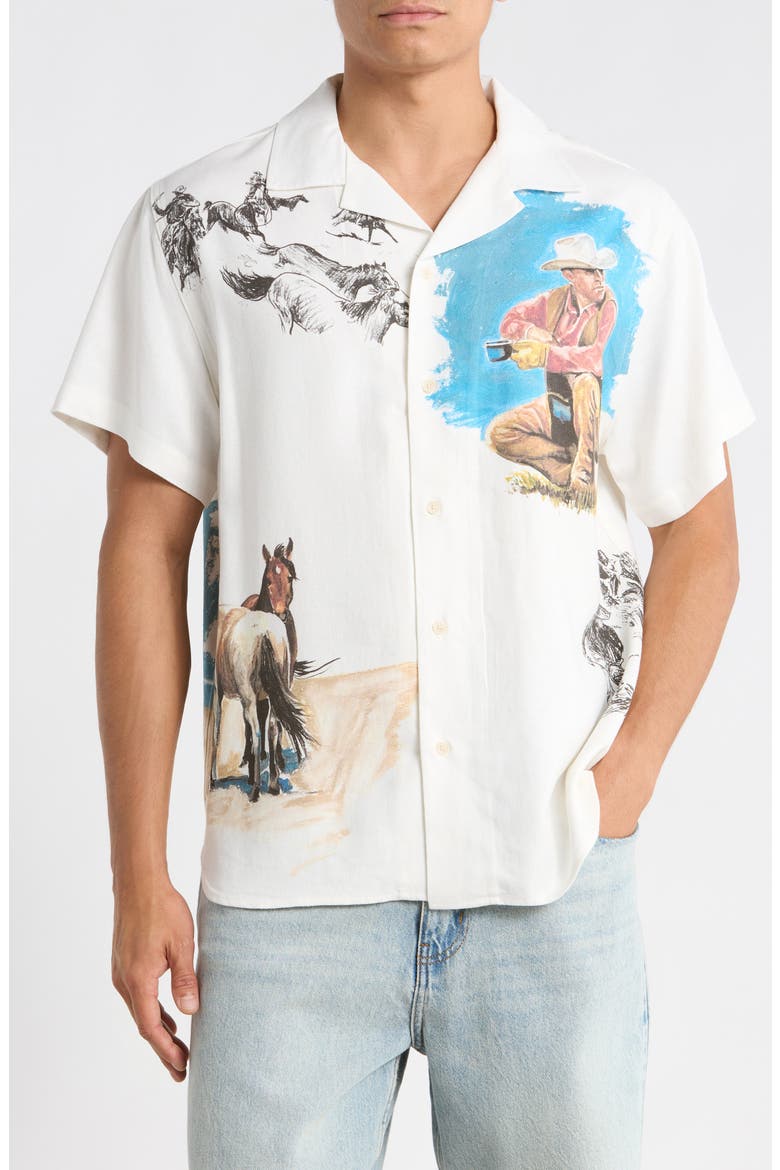 El Capitan Printed Camp Shirt, Main, color, BONE