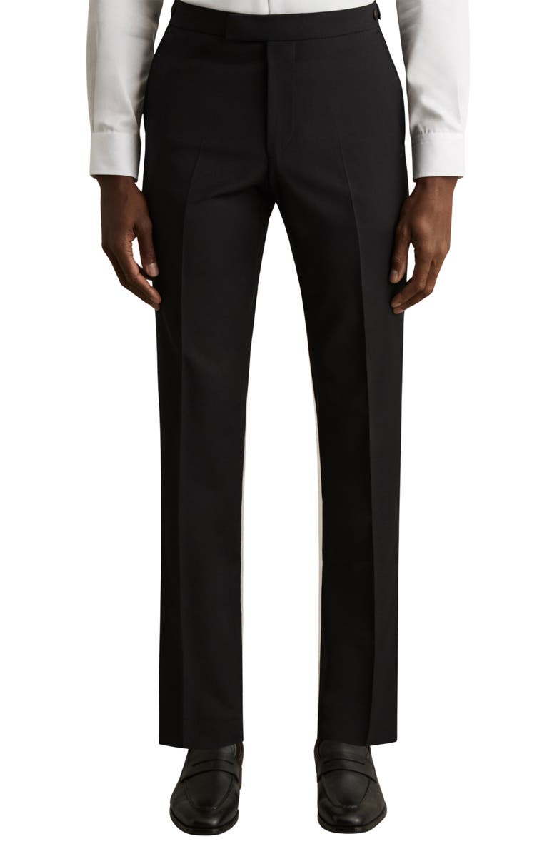 Reiss Promise Slim Fit Wool Blend Pants, Main, color, Black