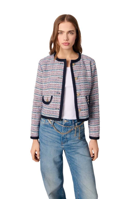Maje Short Tweed Jacket In Gray