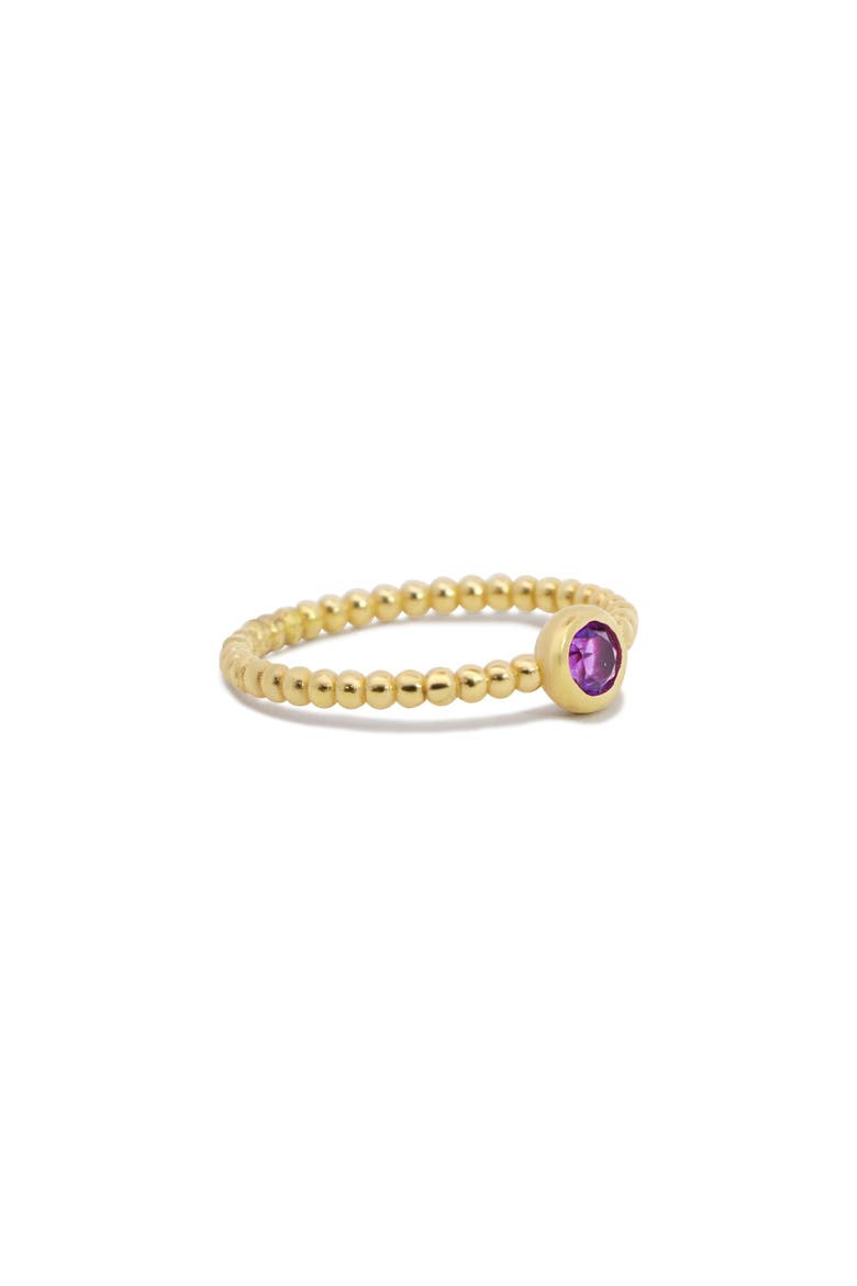 Gold Beaded Amethyst Ring, Alternate, color, Amethyst