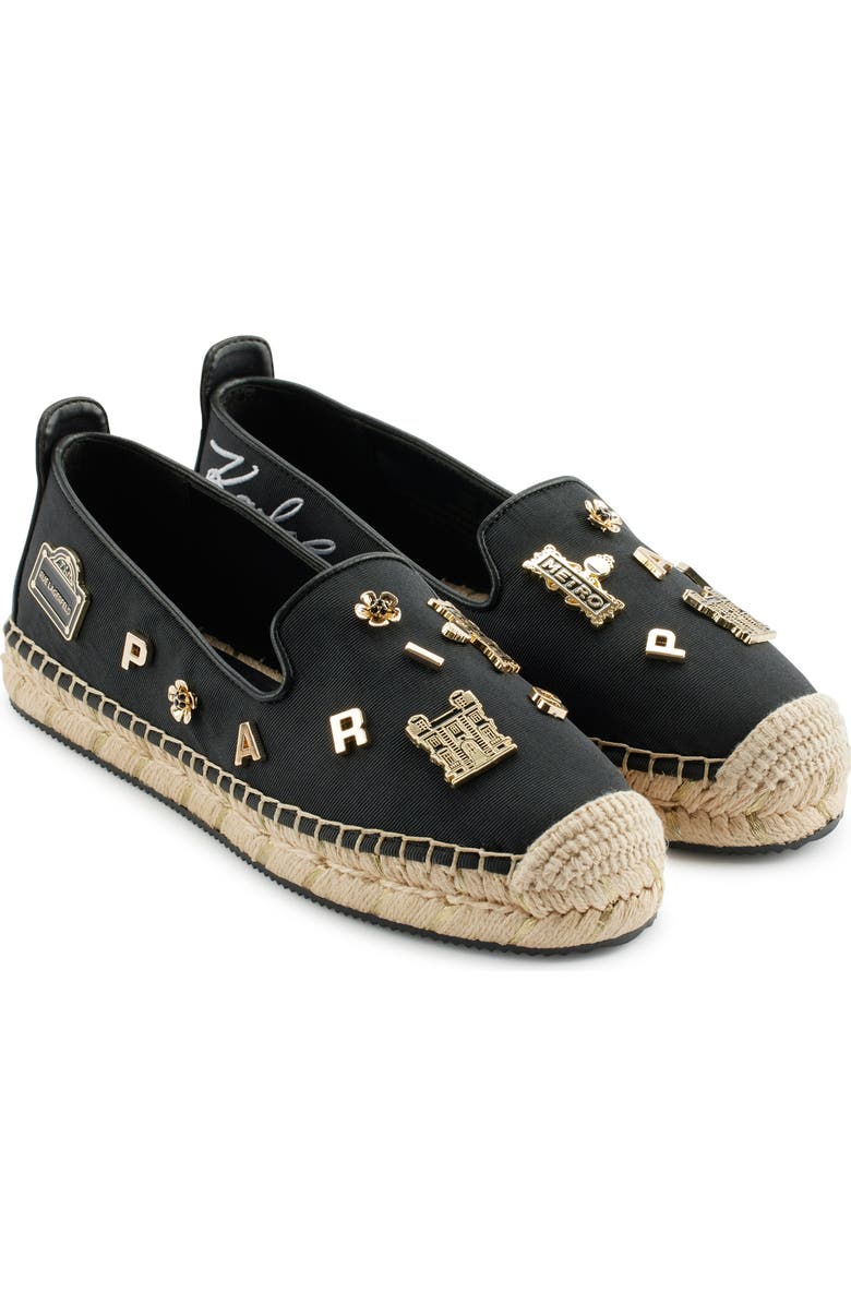 KARL LAGERFELD PARIS Michaela Espadrille Flat, Main, color, Black Rue Pins