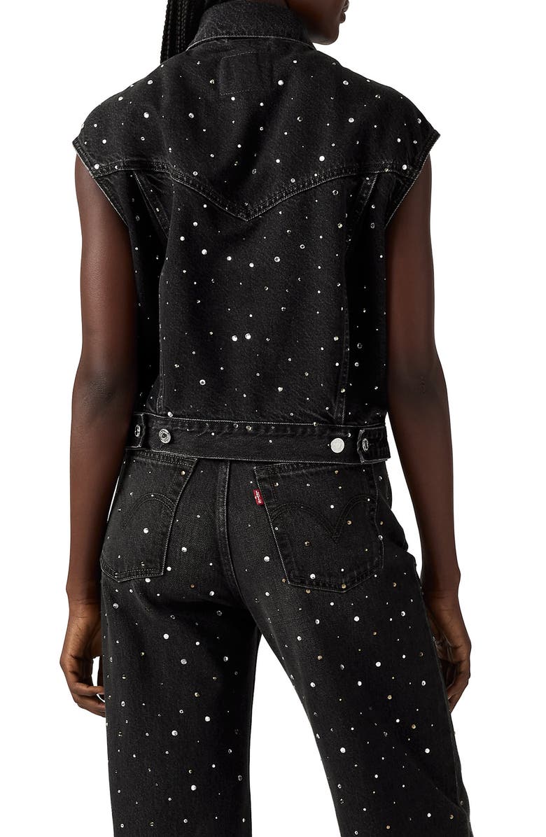 Levi's '90s Embellished Shrunken Denim Vest, Alternate, color, Dazzle Me Smoke Vest