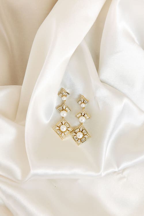 Untamed Petals Margaux Pearl Drop Earrings In Gold