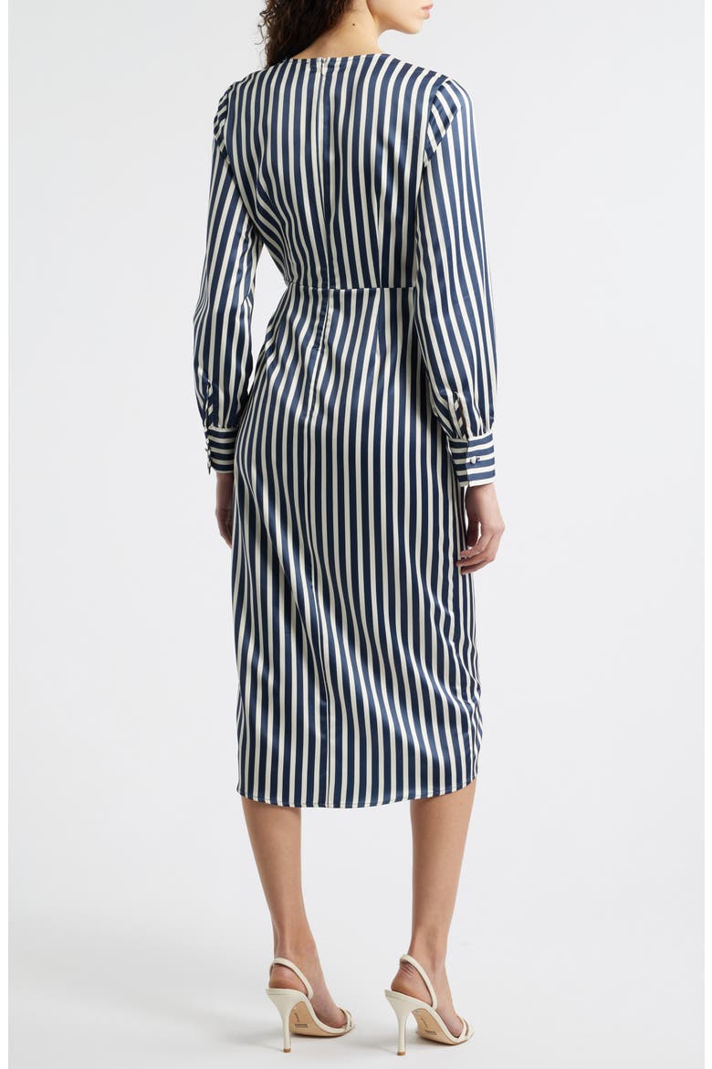 Long Sleeve Stripe Wrap Dress, Alternate, color, NAVY