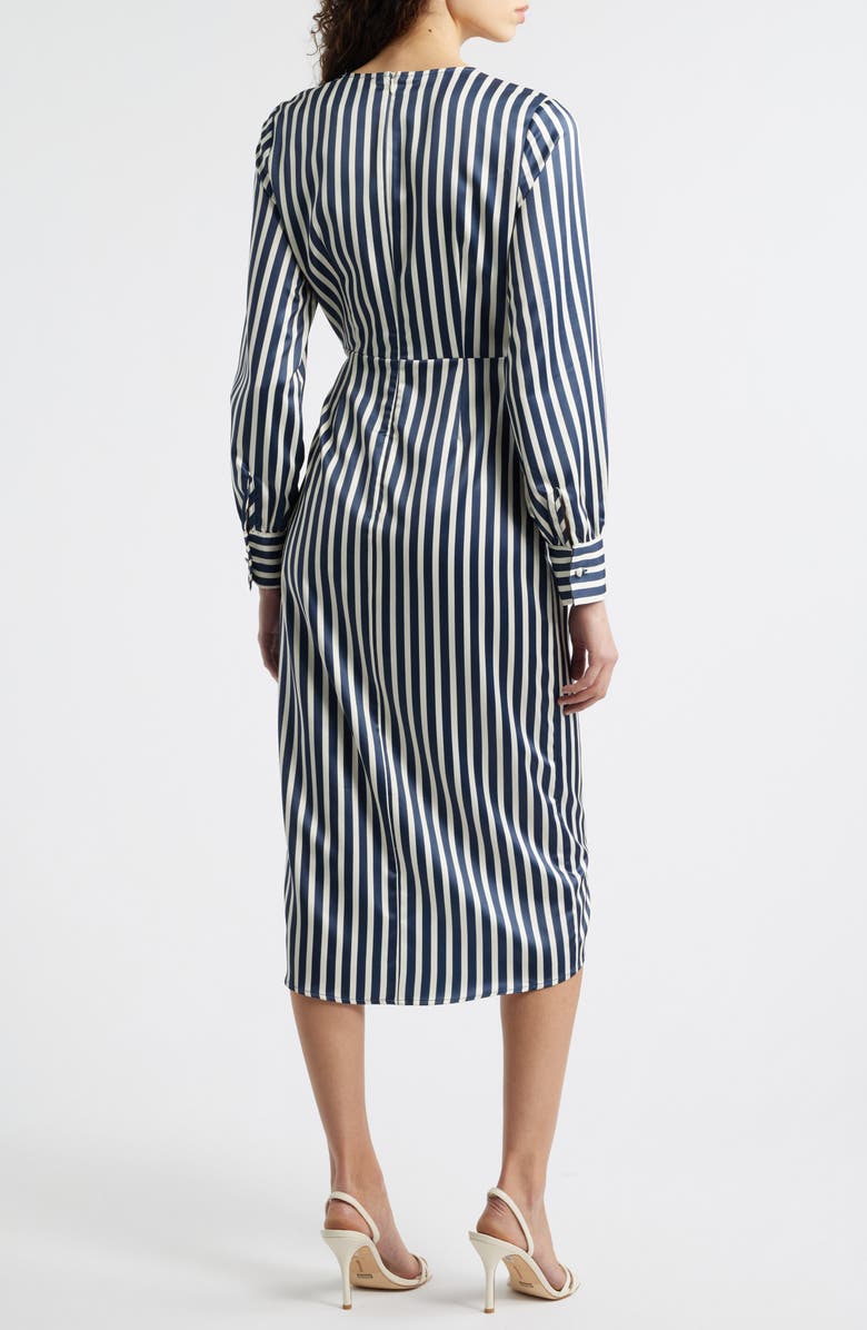 Sam Edelman Long Sleeve Stripe Wrap Dress, Alternate, color, Navy