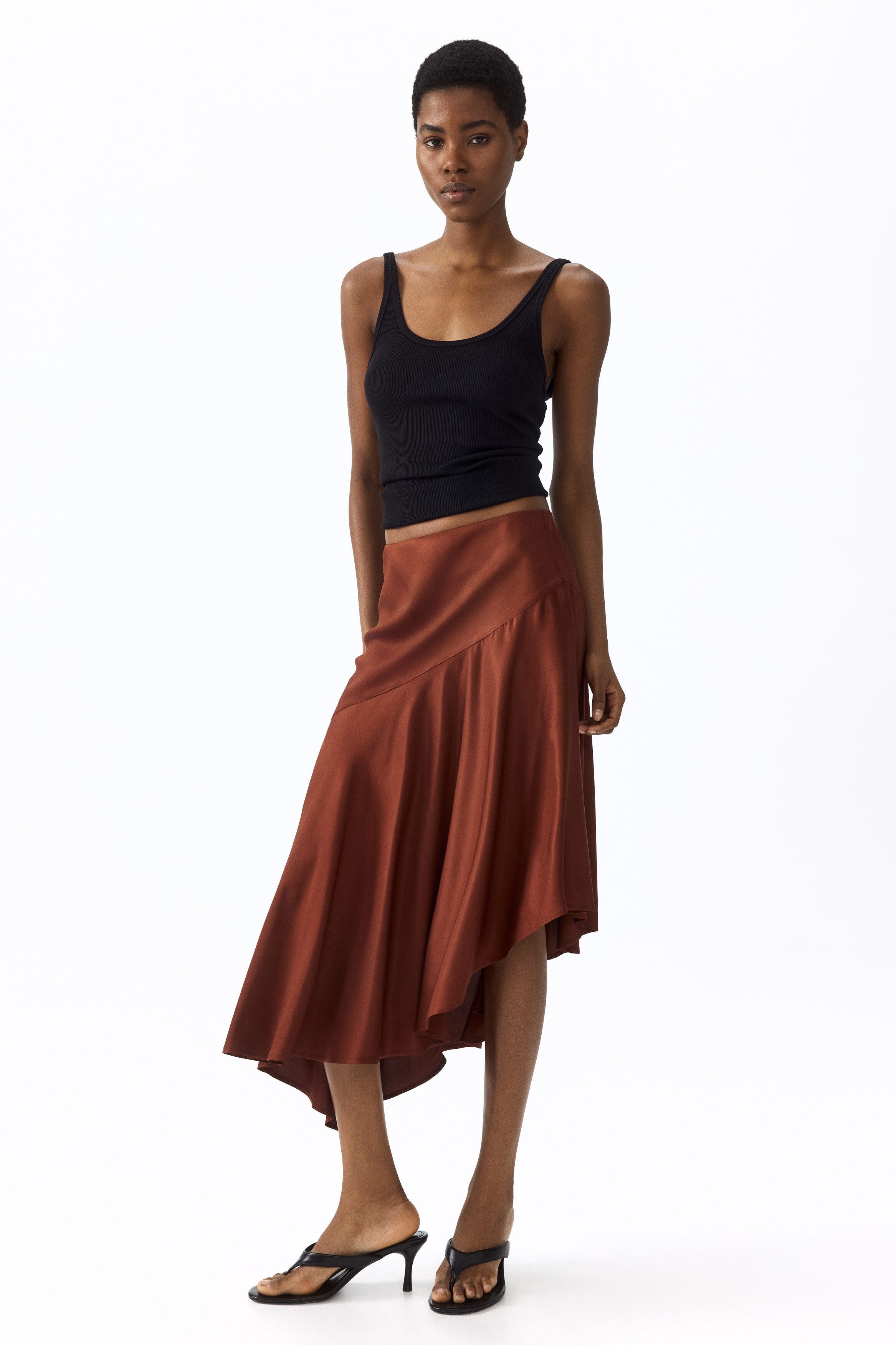 Asymmetric viscose skirt - image 4