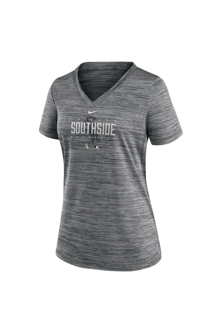 Women's Nike  Gray Chicago White Sox City Connect Velocity Practice Performance V-Neck T-Shirt, Alternate, color, Gray