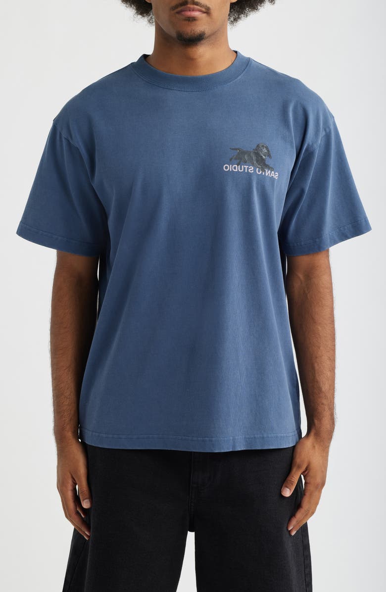SANTO STUDIO TNH Running Dog Cotton Graphic T-Shirt, Main, color, Fade Blue