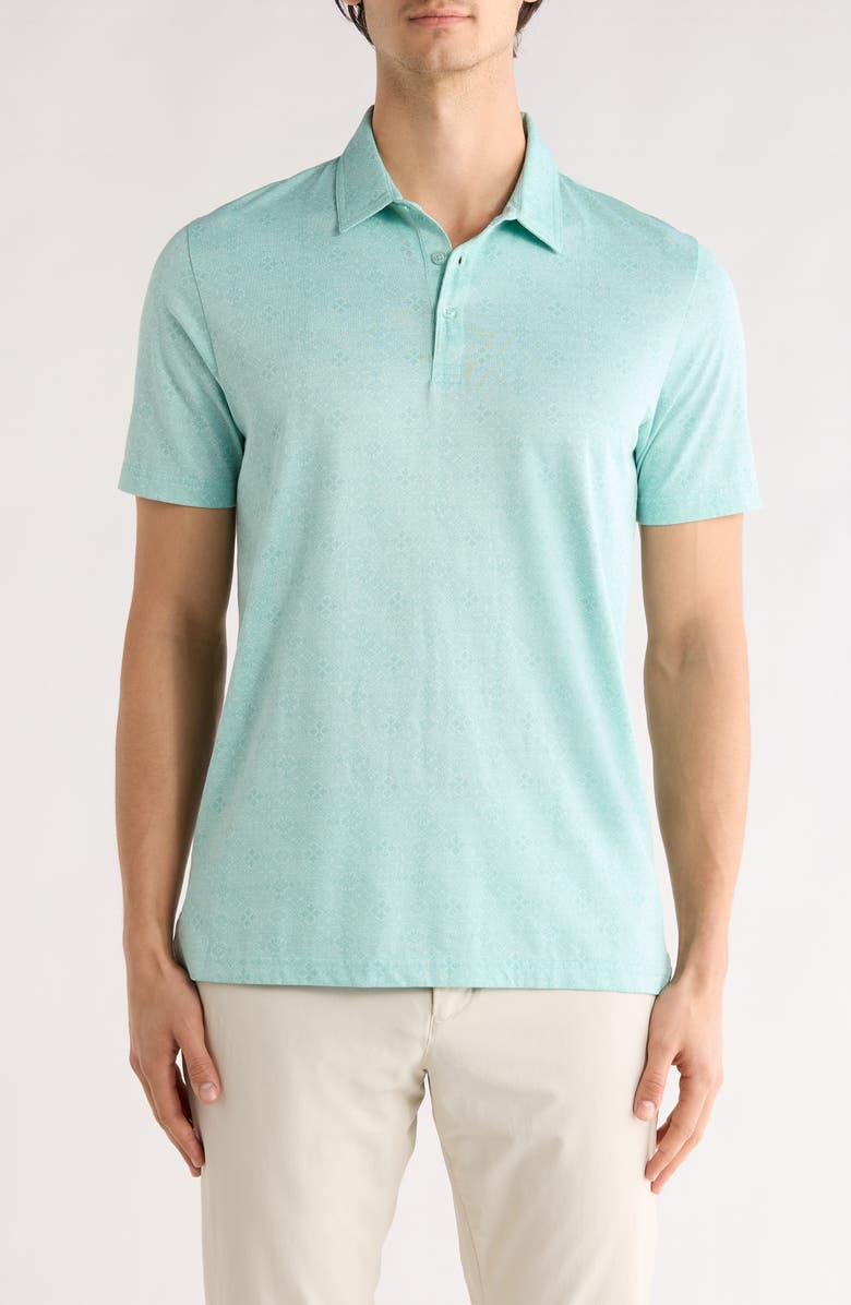 TravisMathew Acropolis Geo Print Cotton Blend Polo, Main, color, Eggshell Blue