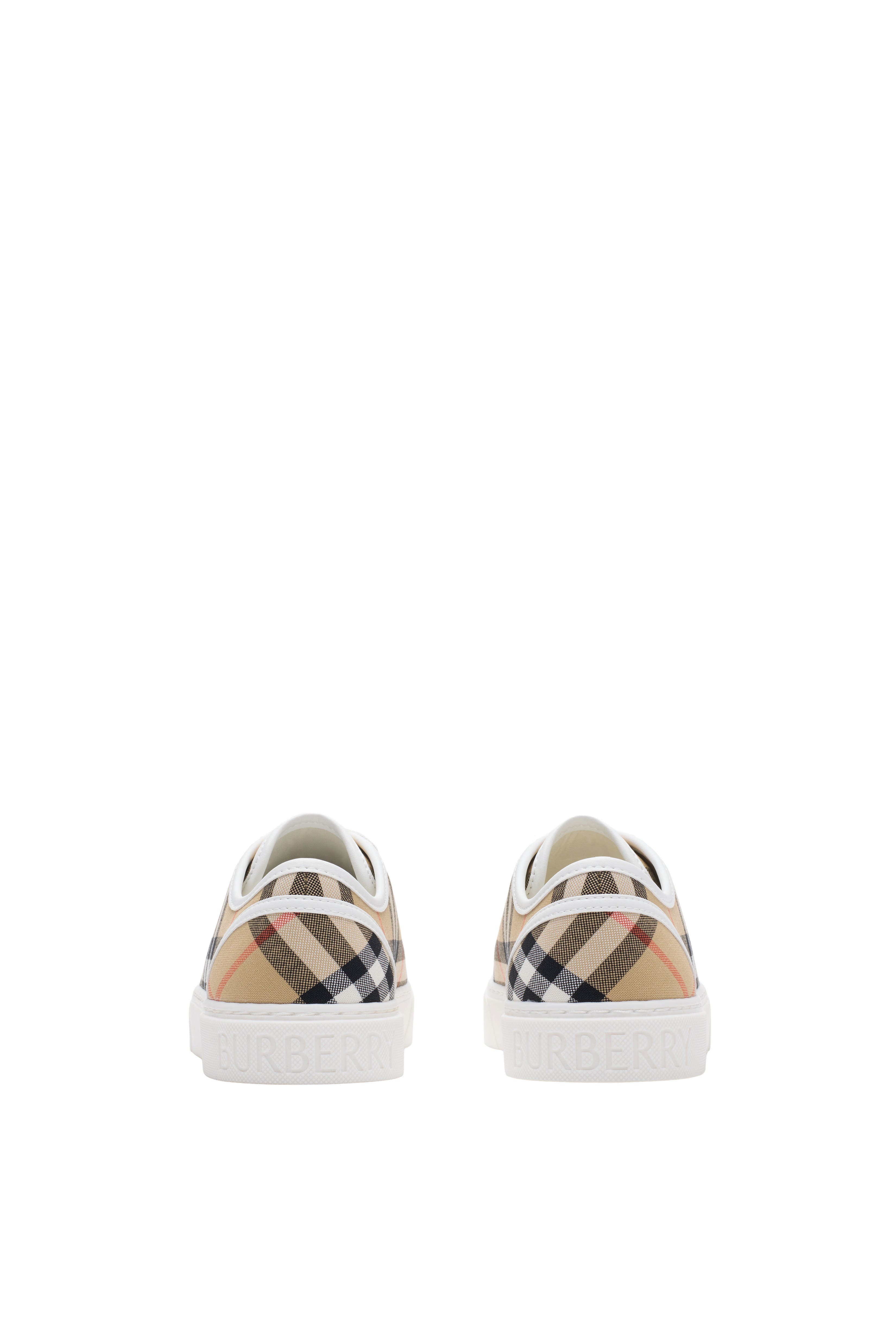 Burberry Check Cotton Sneakers, Alternate, color, Sand Beige