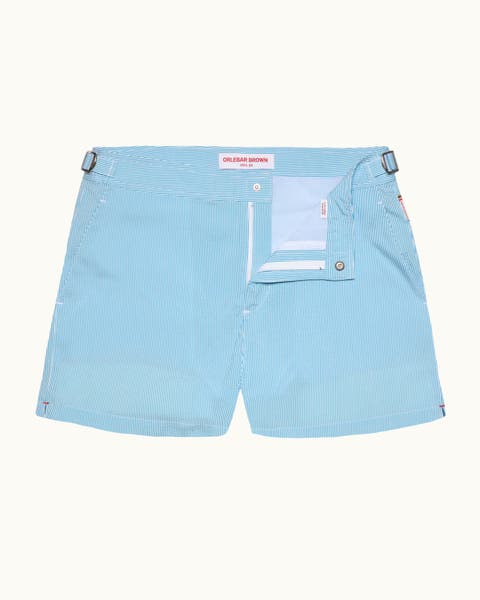 Setter Seersucker Stripe Shorter-Length Tailored-Fit Swim Shorts