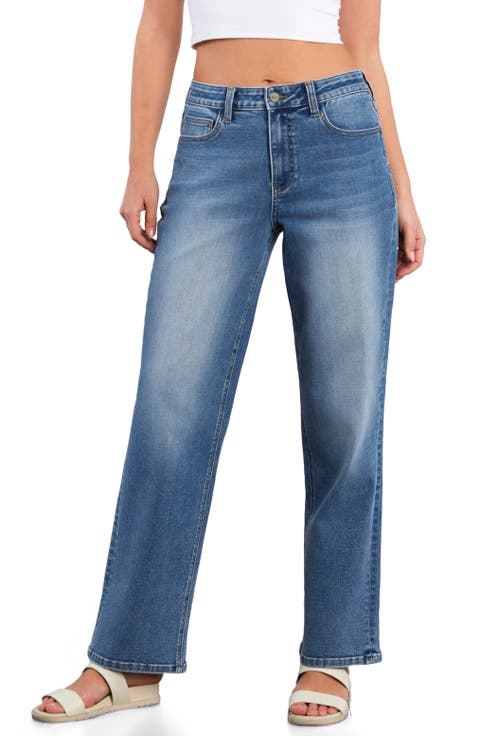 Cuffed Mid Rise Boyfriend Jeans