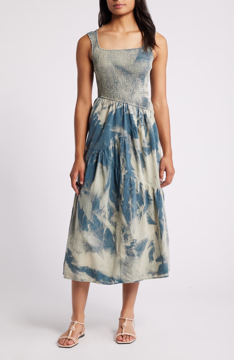 NIKKI LUND Kai Smocked Sleeveless Maxi Dress, Main, color, Green