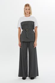 Gizia Cotton Chest Cutout Blouse with Detachable Belt