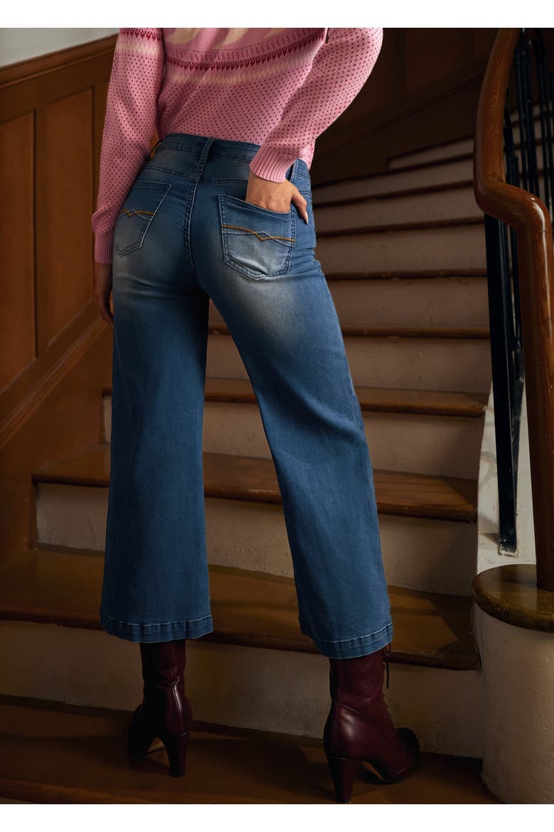 Luck of the Stylish Wide Leg Crop Jeans, Alternate, color, Sea Storm Wash