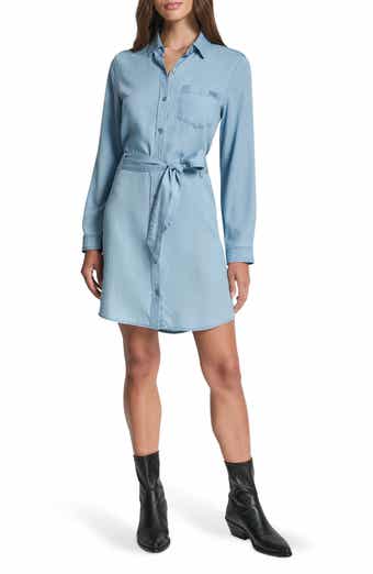 DKNY Jeans Tie Waist Long Sleeve Shirtdress