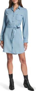 DKNY Jeans Tie Waist Long Sleeve Shirtdress