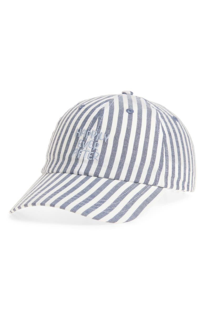 FRASIER STERLING Happy Ever After Stripe Cotton Canvas Baseball Cap, Main, color, Grey