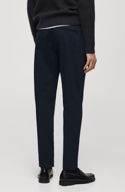Mango Slim Fit Flat Front Cotton Stretch Twill Chinos In Dark Navy