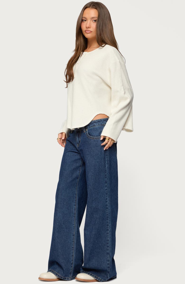 EDIKTED Alisia Oversize Waffle Knit Henley, Alternate, color, 